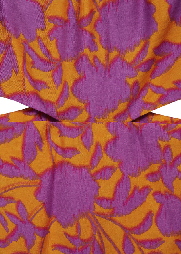 MANGO Printed dress with openings Orange