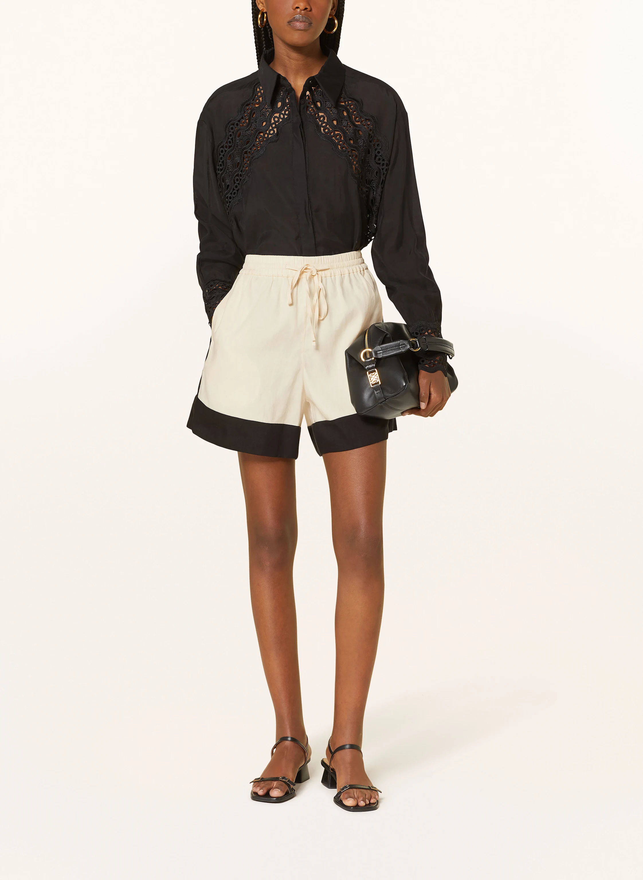 SANDRO Shorts im Materialmix mit Leinen