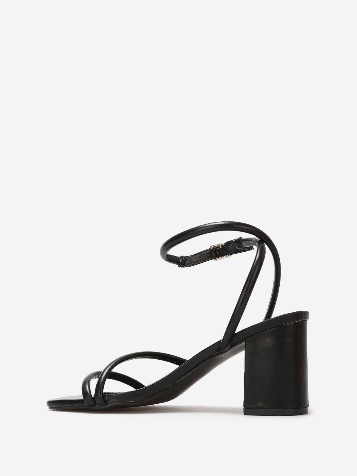 Sandales simili à brides matelassées- Noir