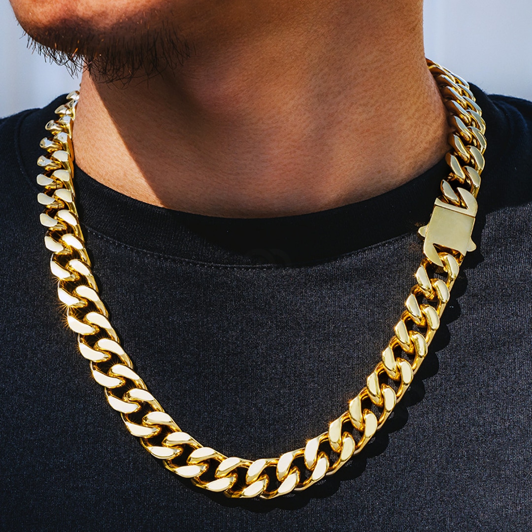 14mm Cuban Link Panzerkette vergoldet