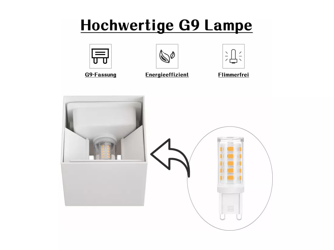 NETTLIFE Applique Murale LED Int/Ext, Blanc Chaud IP65, pour Maison, Chambre, Couloir, Cage d’Escalier