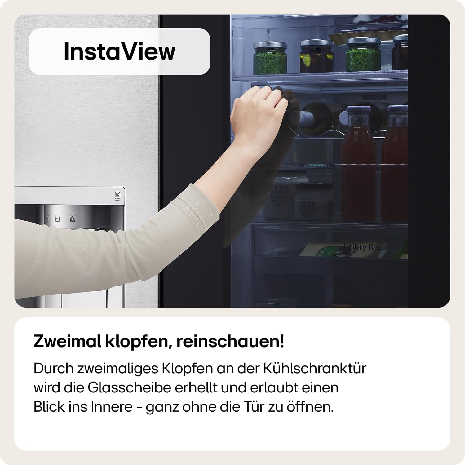 LG Side by Side GSXE81EVBD mit Wassertank, Total No Frost, InstaView, 91,3 cm breit, schwarz