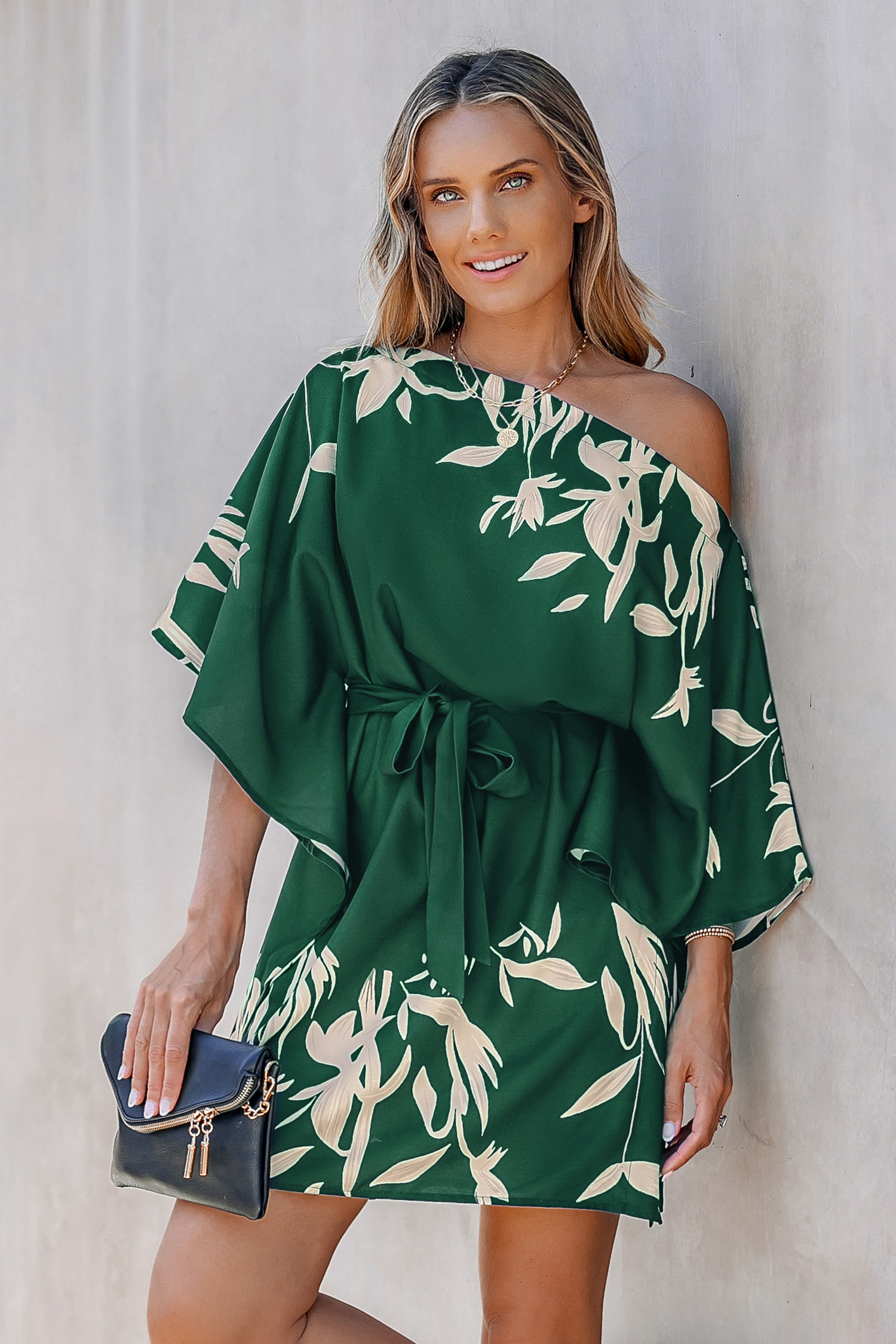 Robe à épaules dénudées vert émeraude