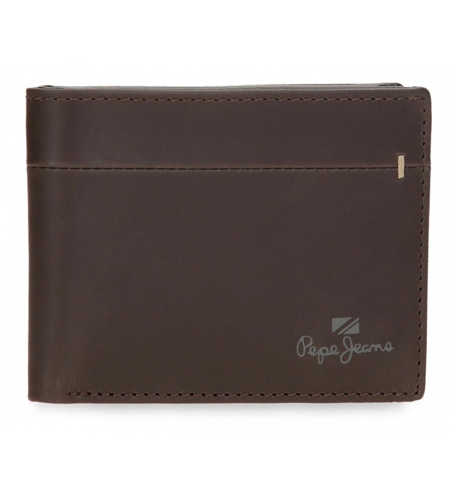 Carteira Pepe Jeans Staple em couro marrom