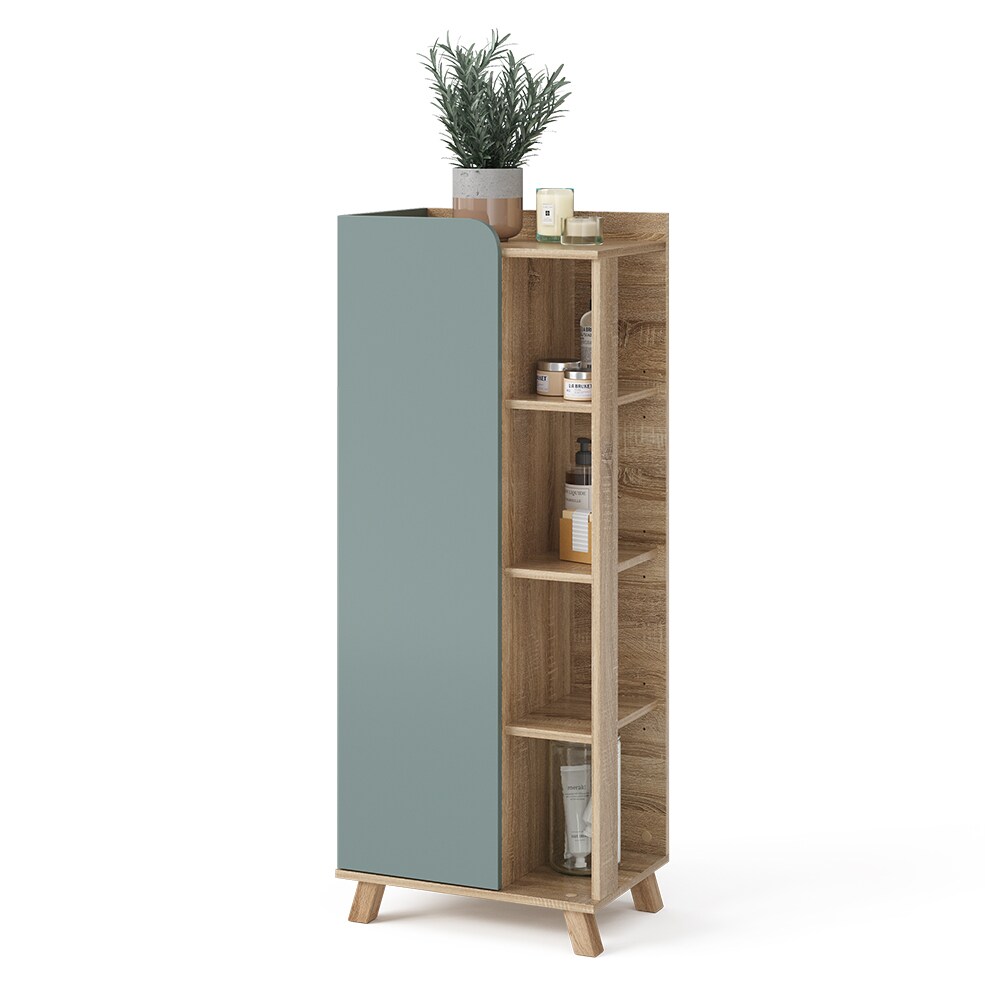 Vicco Midischrank Karen Sonoma Mintgrün 50 x 128 cm Tür offene Fächer