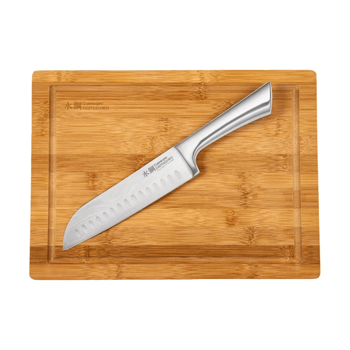 THE CUSTOM CHEF™ Damashiro® Santokukniv og skærebræt