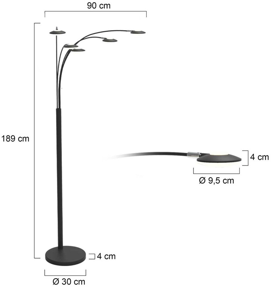 Vloerlamp 1327ZW Synna Mexlite ⌀90  x H189 cm