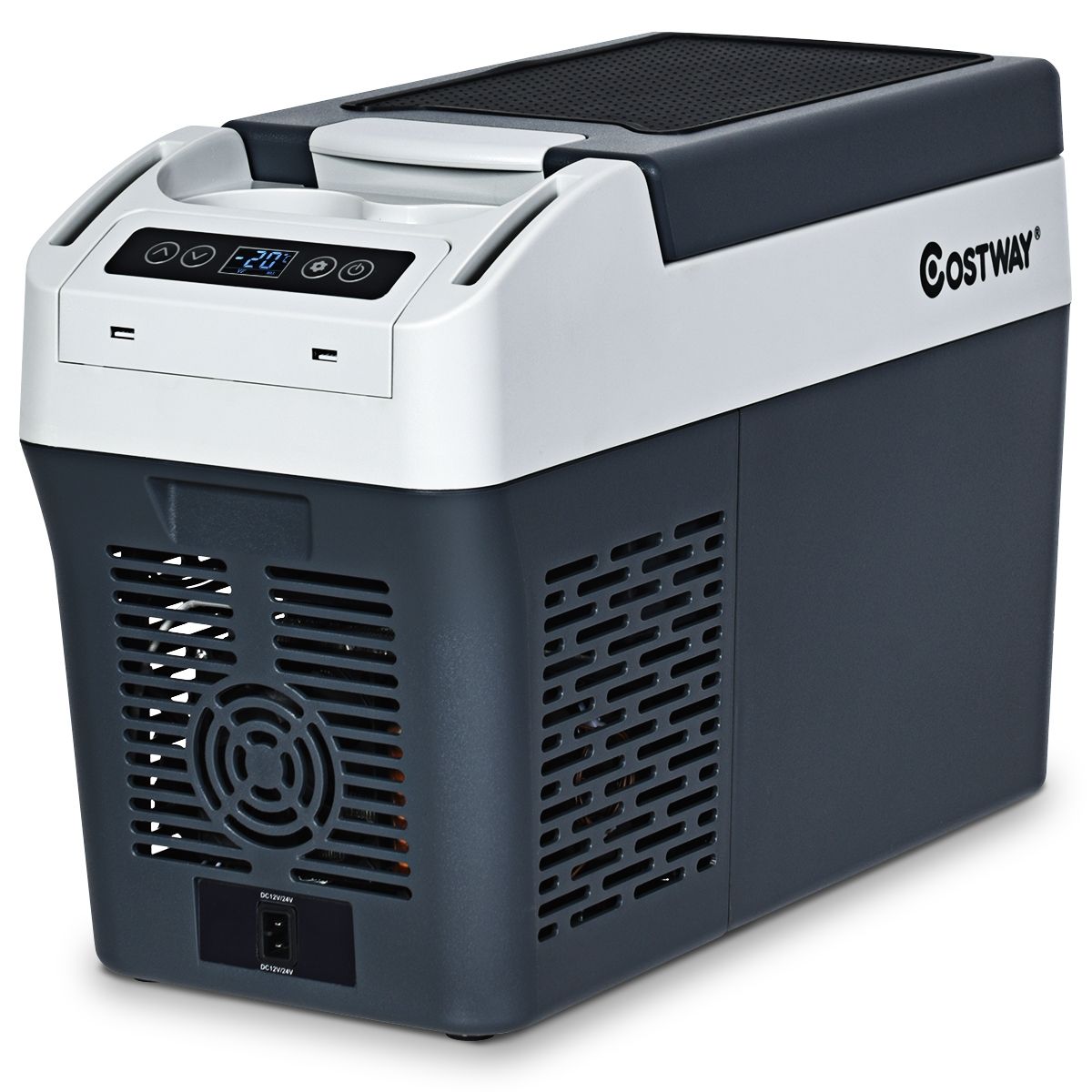 Réfrigérateur Congélateur de Voiture 12L Portable Compresseur -20°C à +10°C Ampoules LED  2 Porte-gobelets 23x53x36cm - Lidl-Manfred