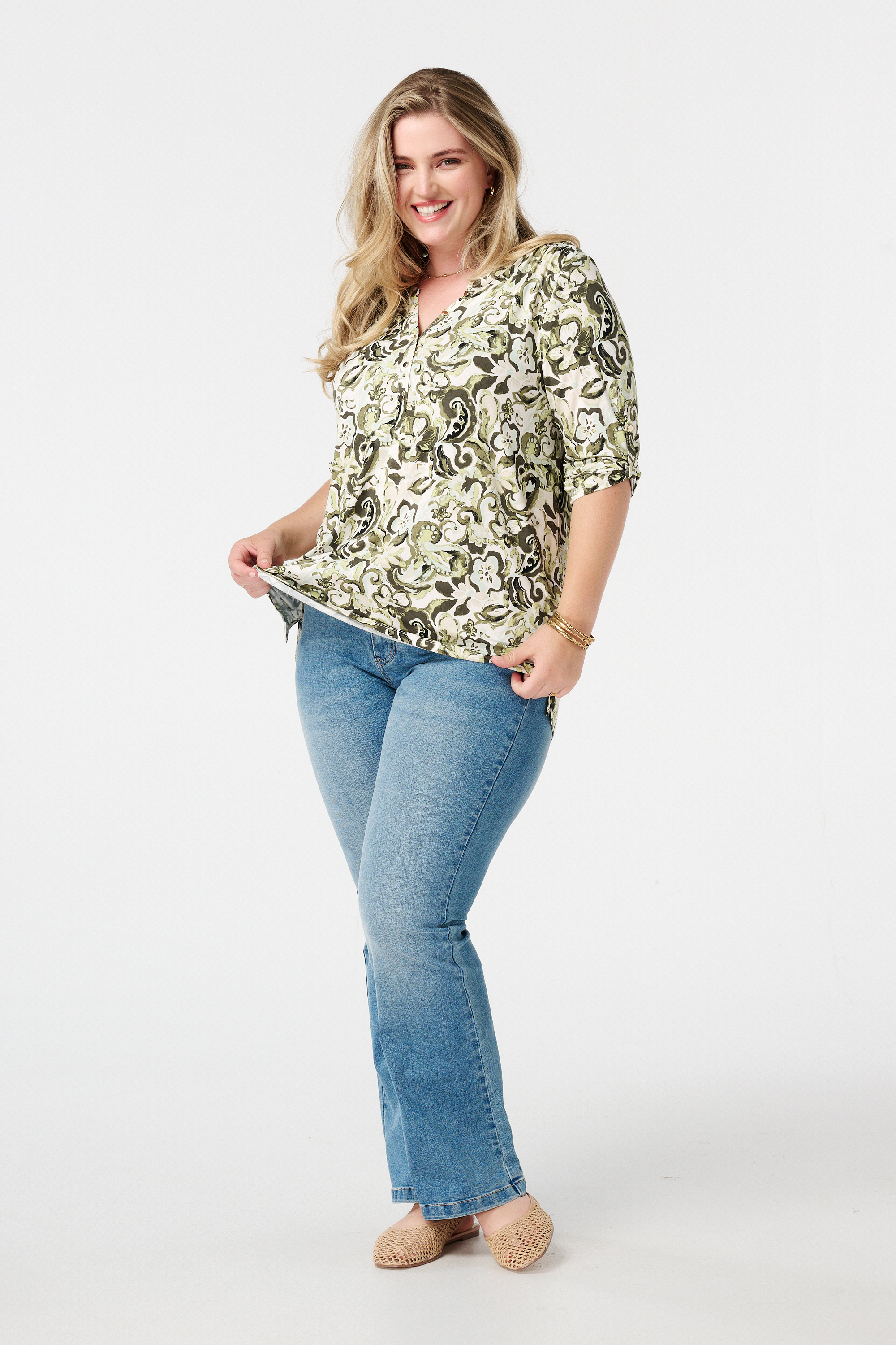 Top met print Multi Khaki