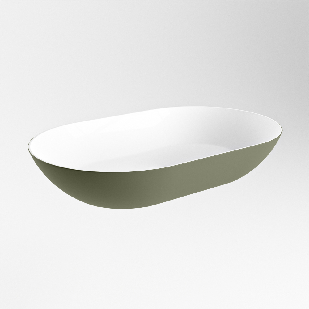 Mondiaz Onni Solid Surface waskom 55x35cm army / talc