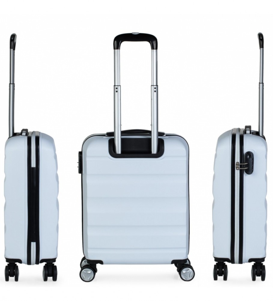 Mala de cabine com rodinhas ITACA, ABS T71650, branca - 55x40x20cm -