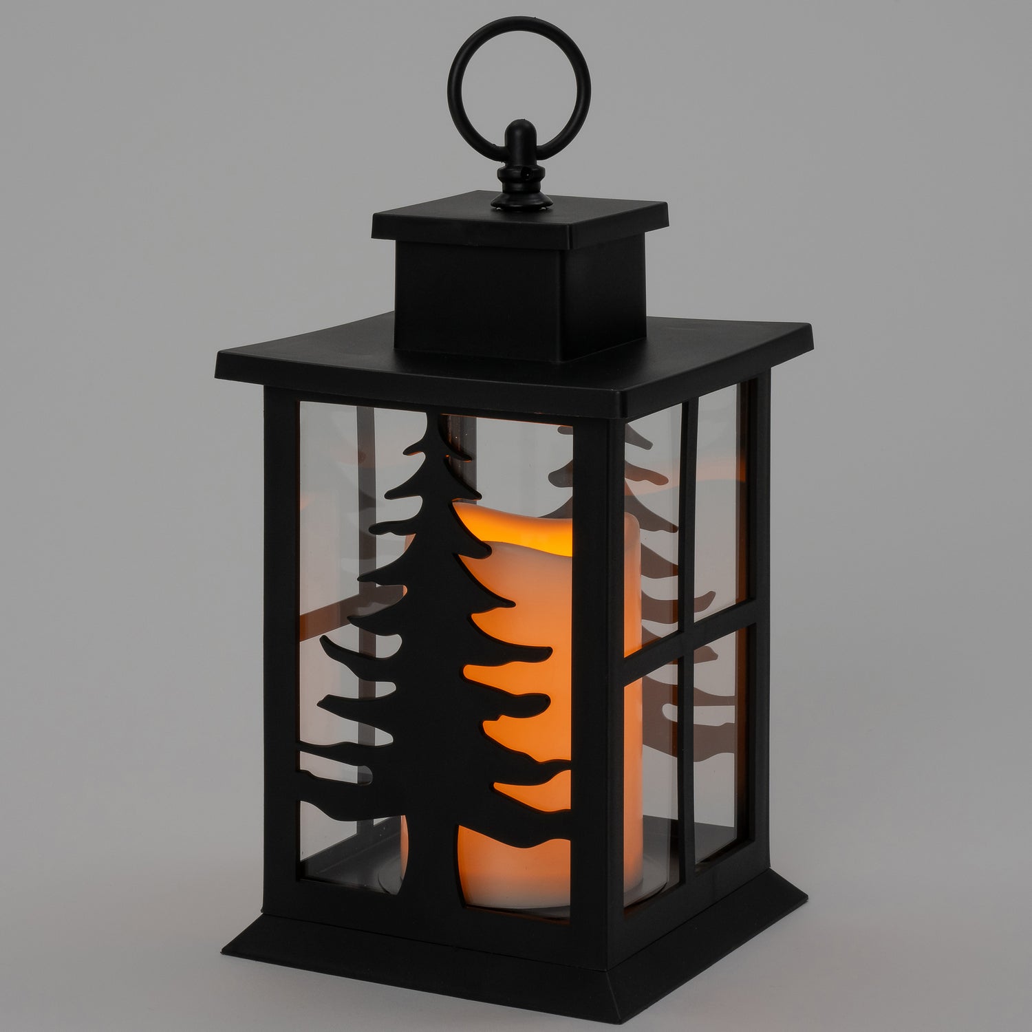 Intratuin Olaf lantaarn met kerstboom zwart 14 x 14 x 25 cm