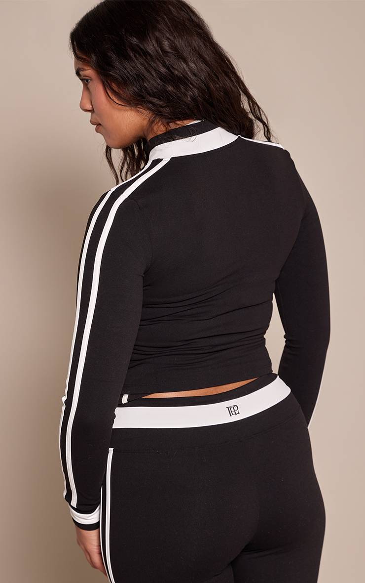 Noir Veste Corset Sculptante Zippée À Détails Contrastés