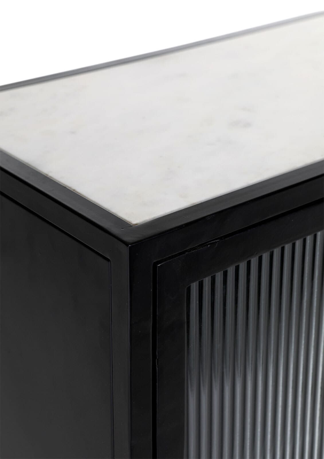 Kommode 70 x 72 cm Platte Marmor weiß/Türfront Strukturglas