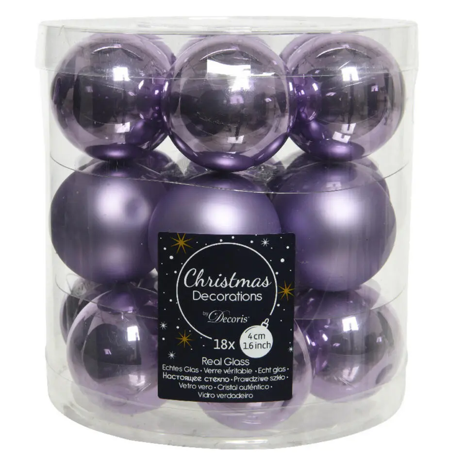Decoris Kleine kerstballen - 18x - lila paars - D4 cm - glas