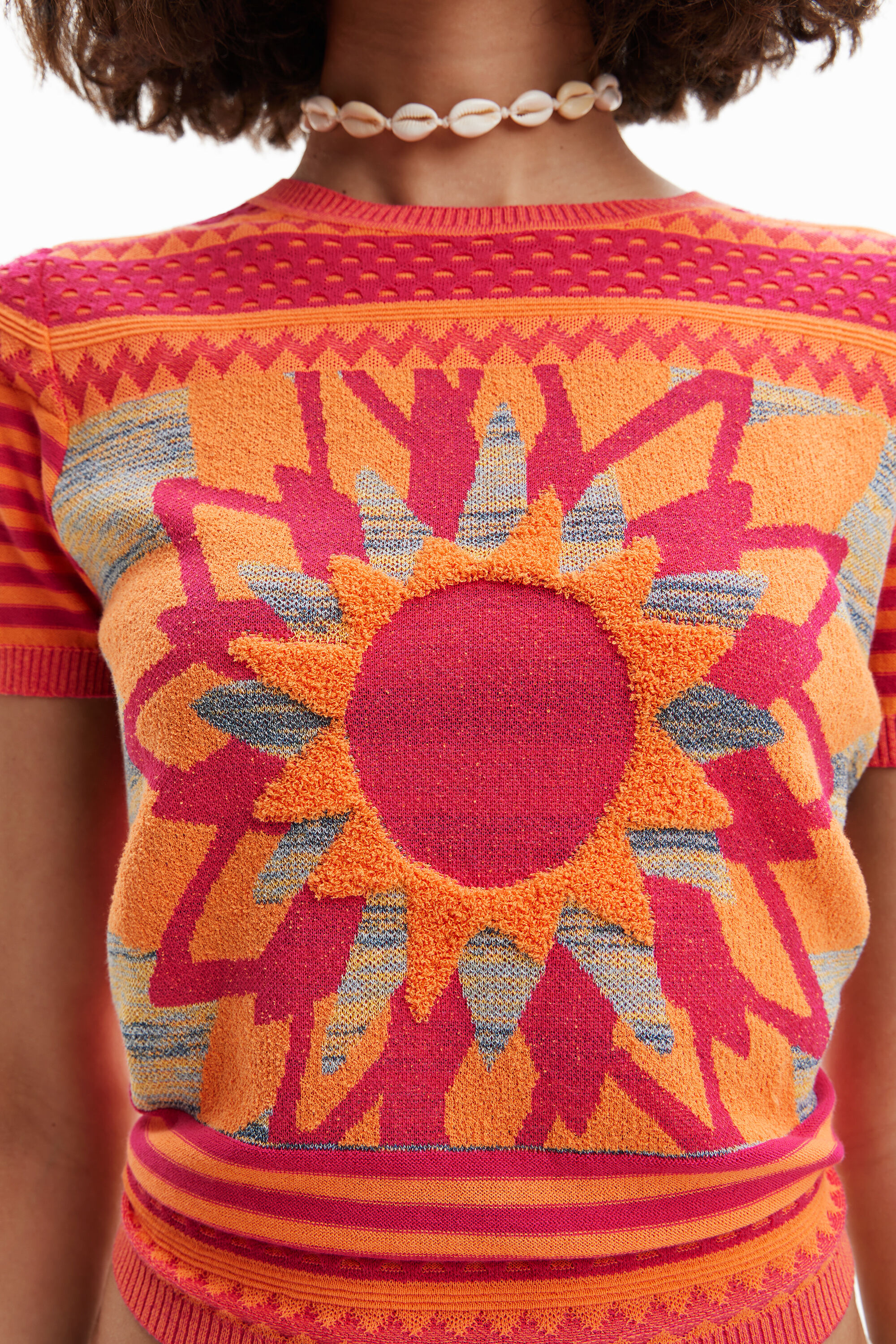 T-shirt fleur maille