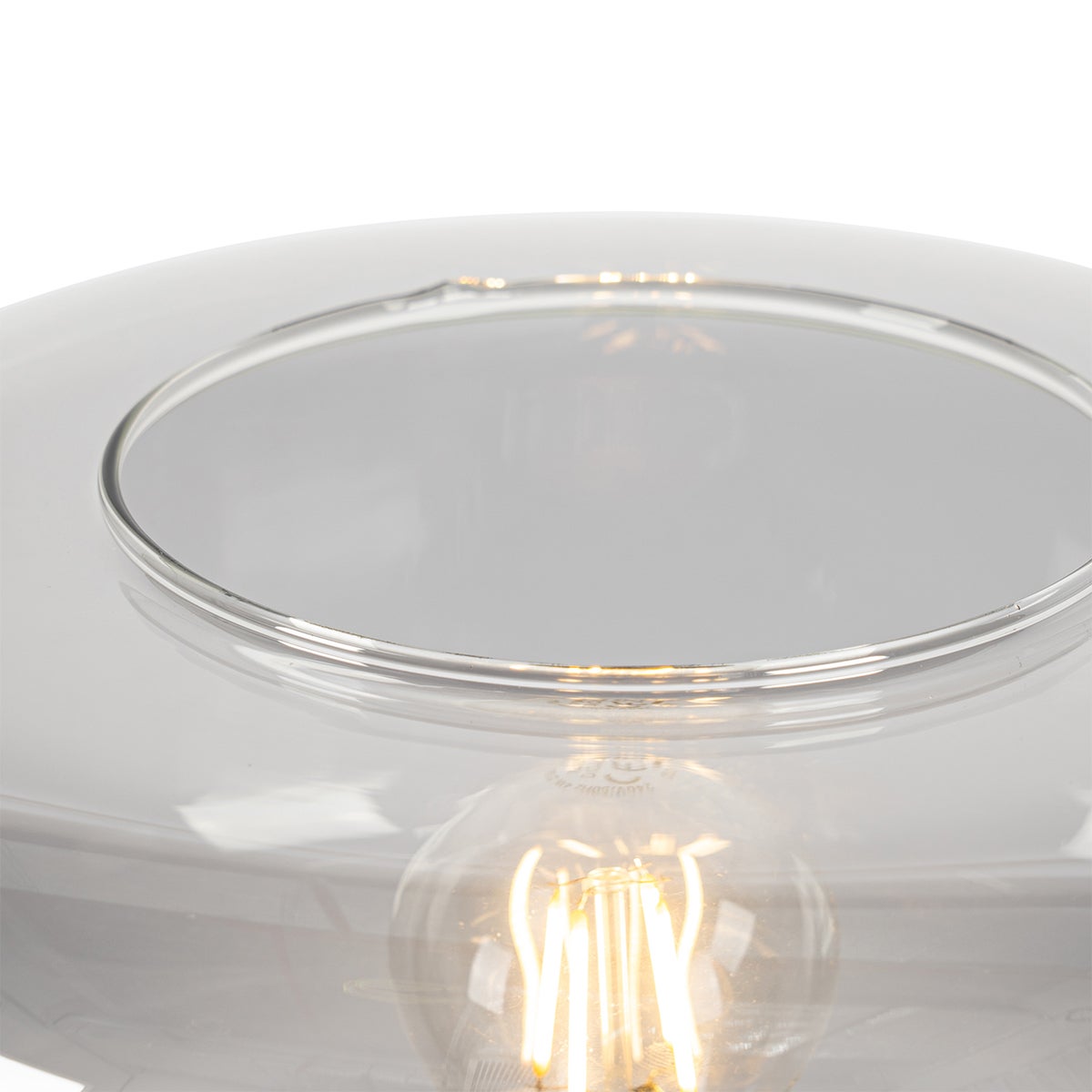 QAZQA - Art Deco vloerlamp, zwart met rookglas - Bizle | Woonkamer | Slaapkamer - Rond - LED-compatibel E27
