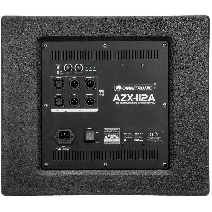 Omnitronic AZX-112A actieve 12 inch subwoofer 300 Watt