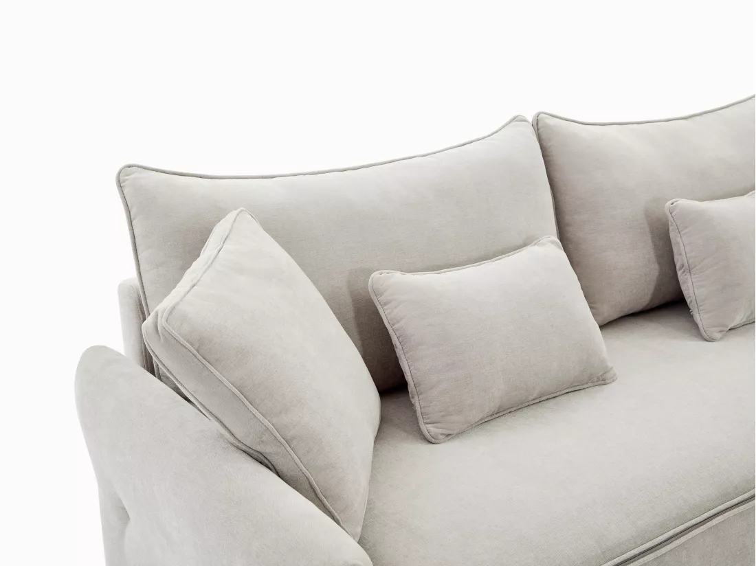 Canapé 3 places convertible en tissu beige avec assise à mémoire de forme SITALA