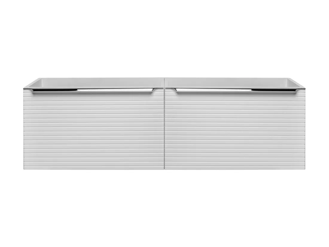 Meuble sous vasque suspendu strié blanc - 120 cm - LATOMA