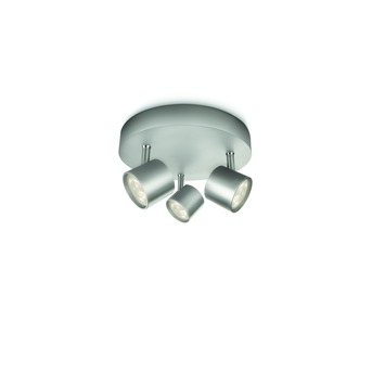 Philips triospot Star aluminium - Incl 3X LED 3W dimbaar