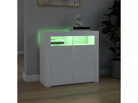 Buffet avec lumières LED Blanc 80x35x75 cm