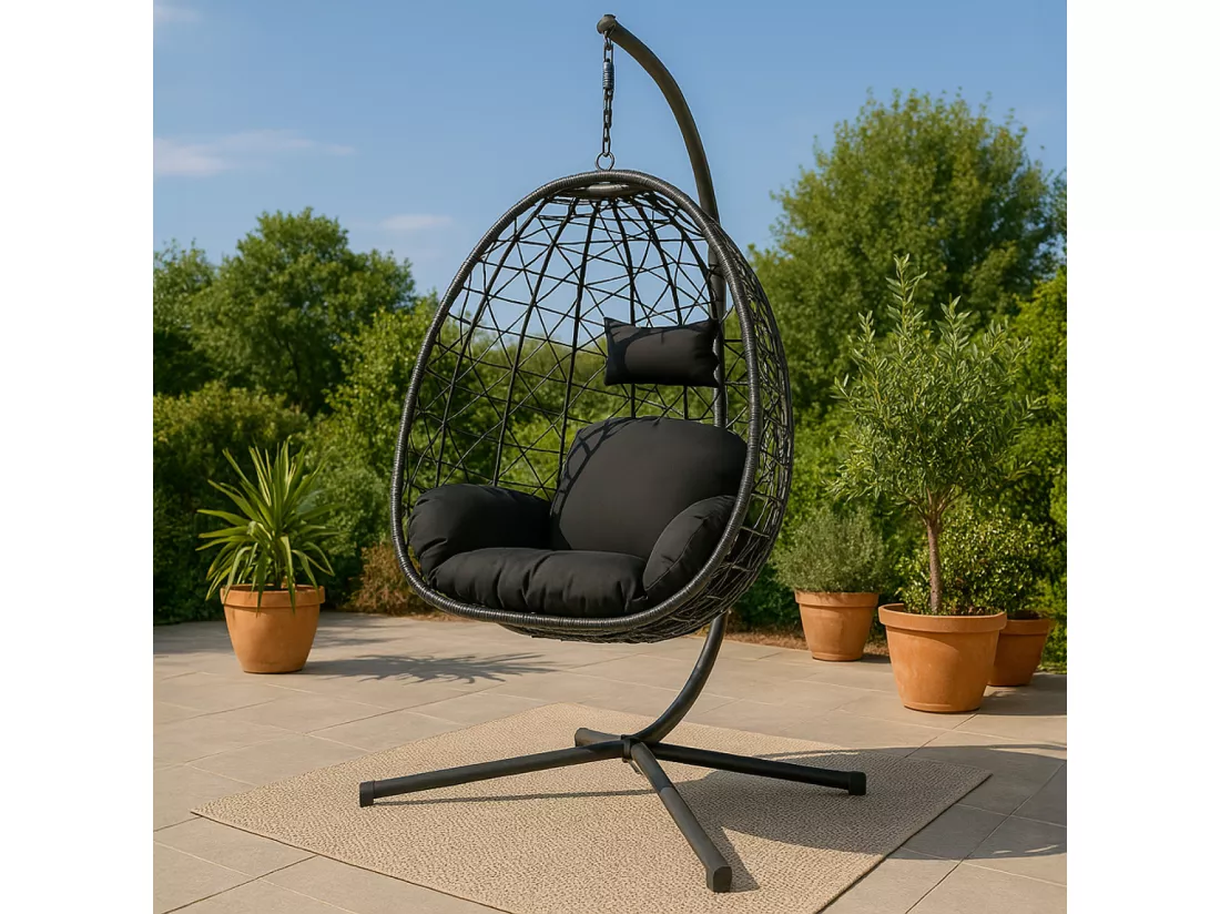 Fauteuil suspendu effet rotin noir CUZCO