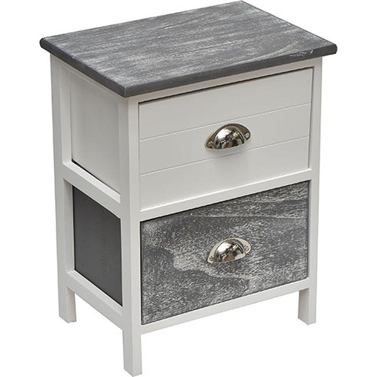 PETIT MEUBLE PAULOWNIA MDF 2 TIROIRS AVEC POIGNEE METAL BICO