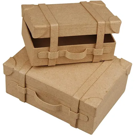 Creative Company Mini Koffer aus Pappmaché, 2 Stück