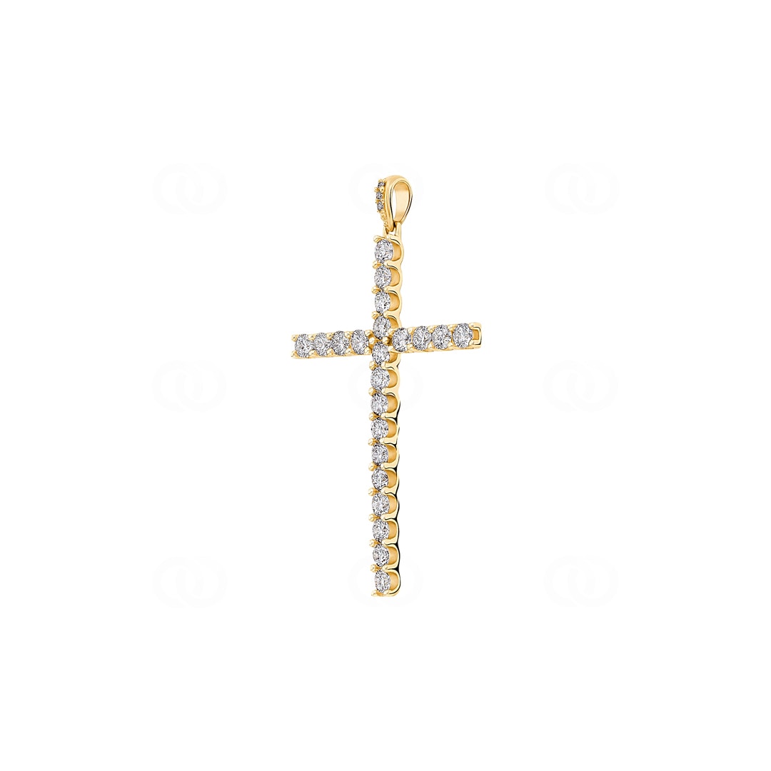 Anhänger 750/18 K Gelbgold Kreuz mit Brillanten 1.00 ct H/si