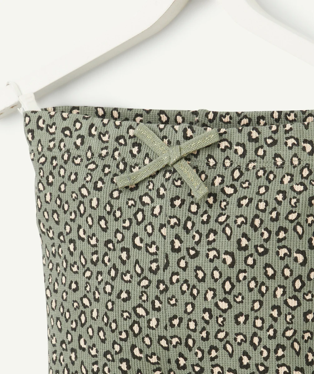 LEGGING BÉBÉ FILLE EN COTON BIO CÔTELÉ VERT IMPRIMÉ LÉOPARD