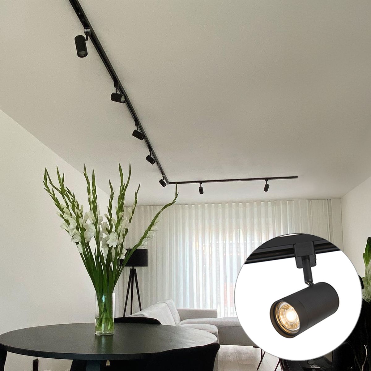 Modern railsysteem met 10 spots zwart 1-fase  - Iconic Jeana