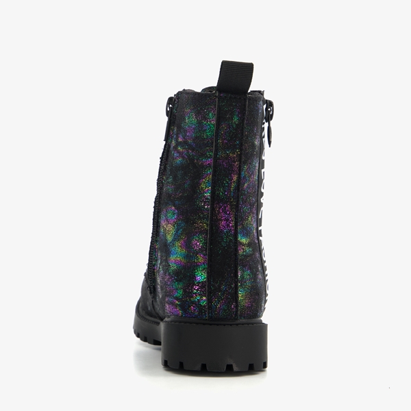 Blue Box meisjes veterboots zwart metallic