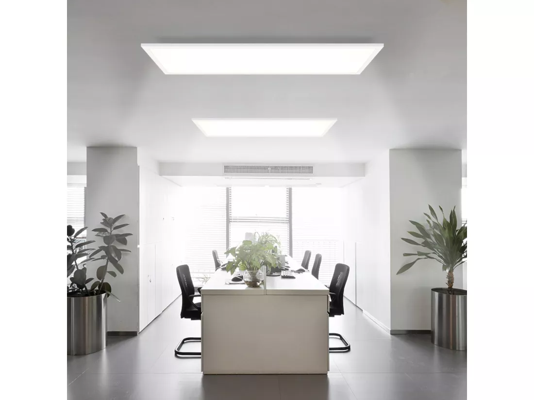 NETTLIFE Plafonnier LED, 80 x 30 cm,39W, 3000 K Dimmable, Plat, Lampe avec Télécommande, Panneau, Blanc, Lampe de Bureau pour Cuisine