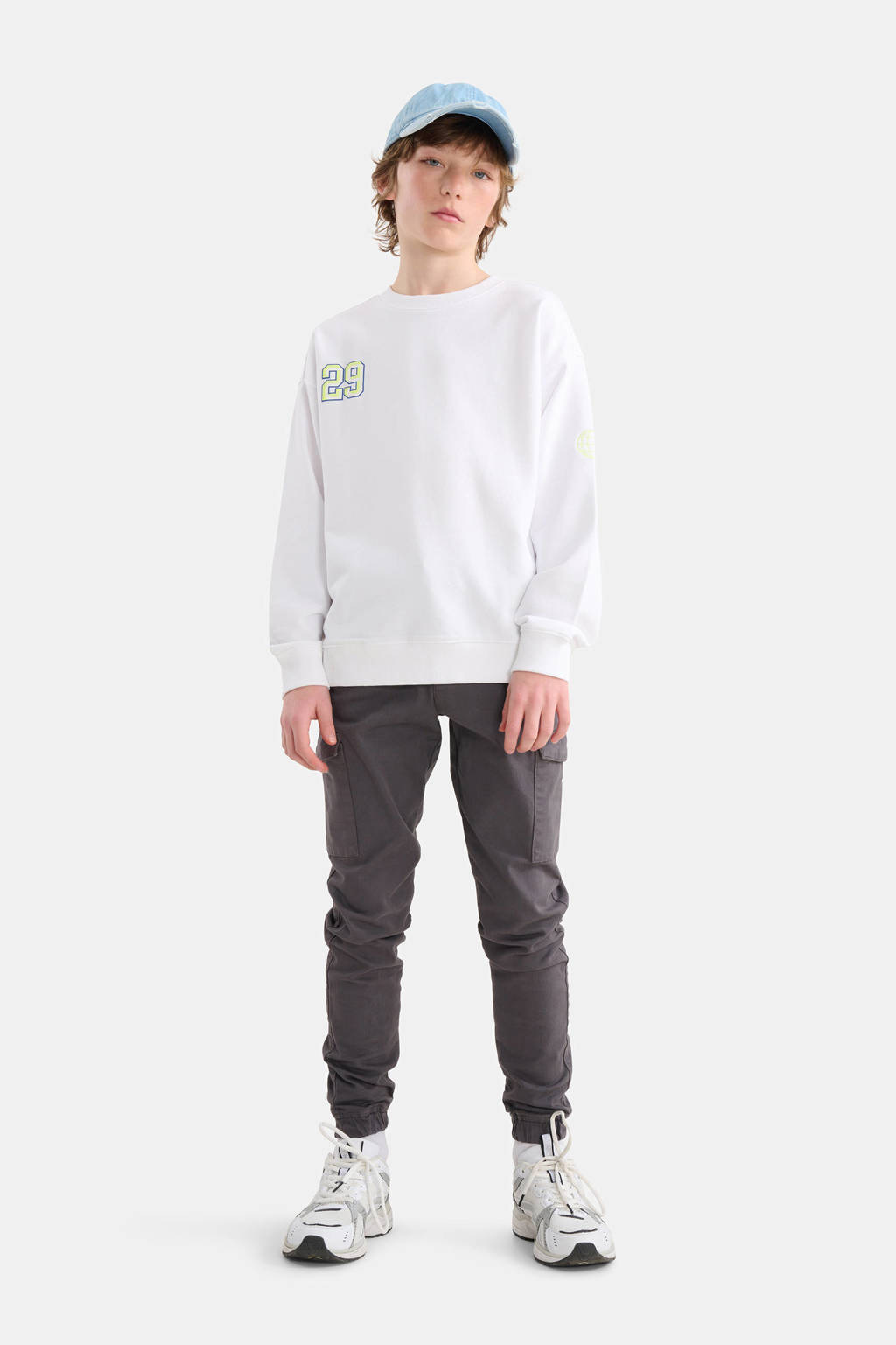 Shoeby tapered fit cargobroek grijs