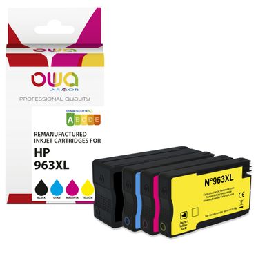 Cartouche compatible HP 963XL - 3JA30AE - pack de 4 - cyan, magenta, jaune, noir - OWA