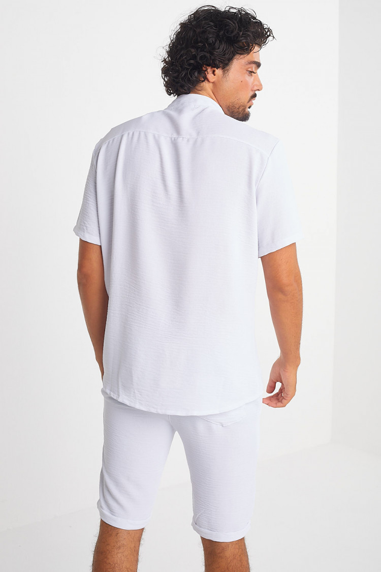 Ensemble 2 pièces chemise + short blanc en voile