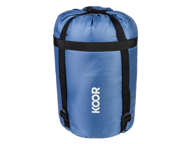 KOOR Schlafsack, Schlafsackeinlage und Reisekissen Set Blau 3-teiliges Set für Schlafkomfort unter freiem Himmel