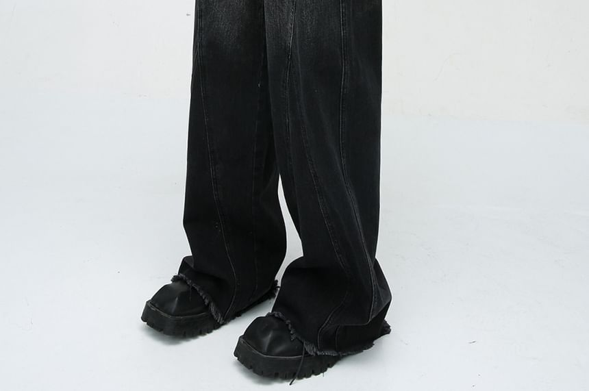 FAERIS - Mid Rise Washed Wide Leg Jeans