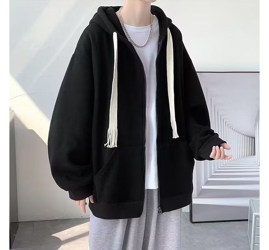 Acrius - Effen oversized hoodie met rits / sokken
