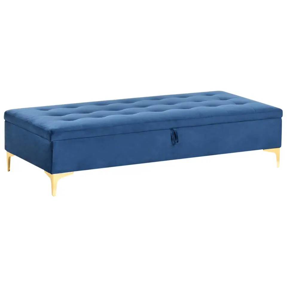 ABERDEEN - Ottomaan met opbergruimte - Marineblauw - Fluweel