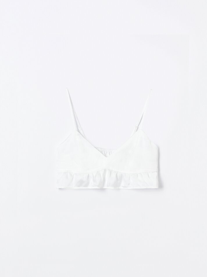 Top cropped de cetim - Branco