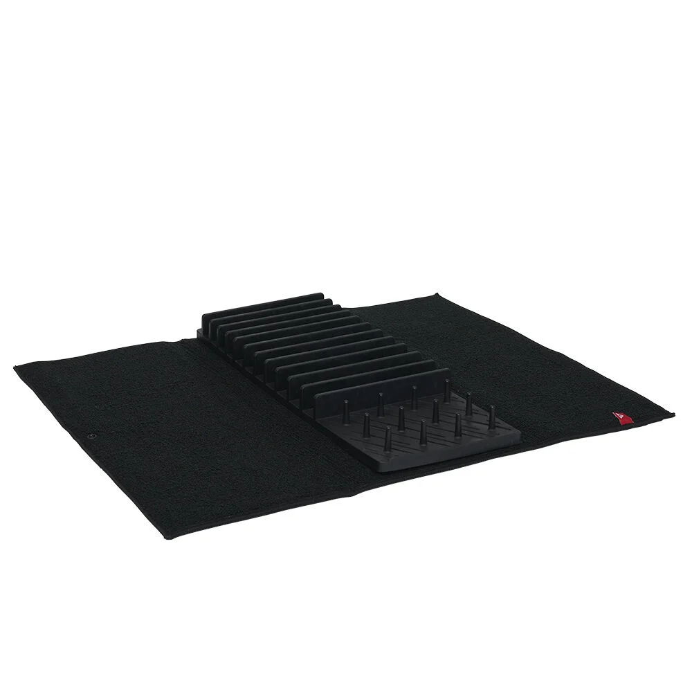 Égouttoir avec tapis pliable noir 11 rangées 12 picots