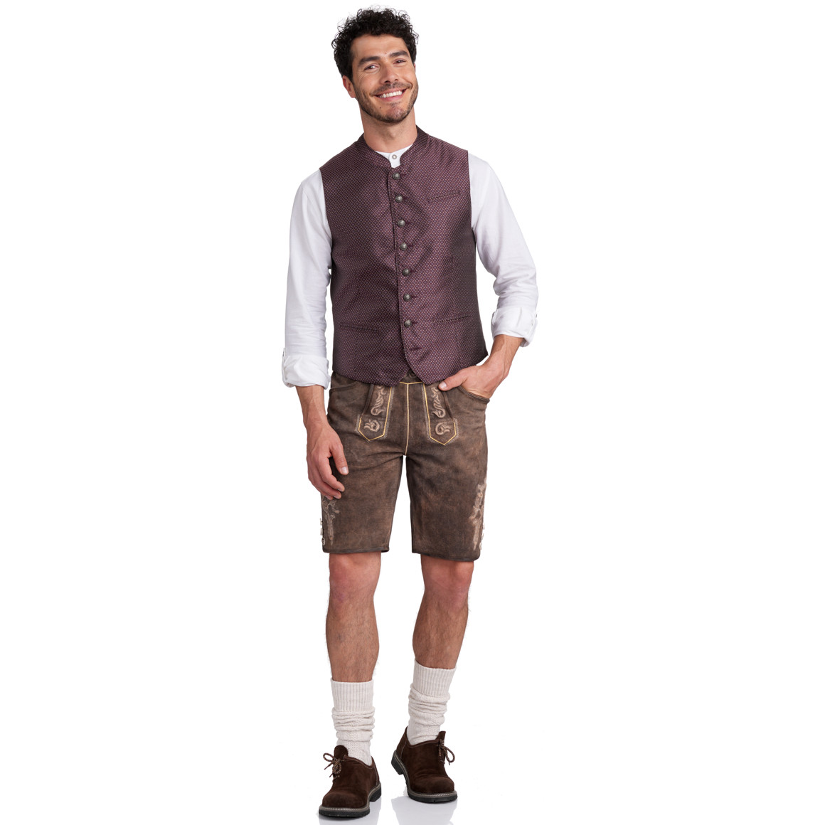 VanVaan Herren Trachtenweste mit Allover-Muster dunkelrot / dunkelgrau