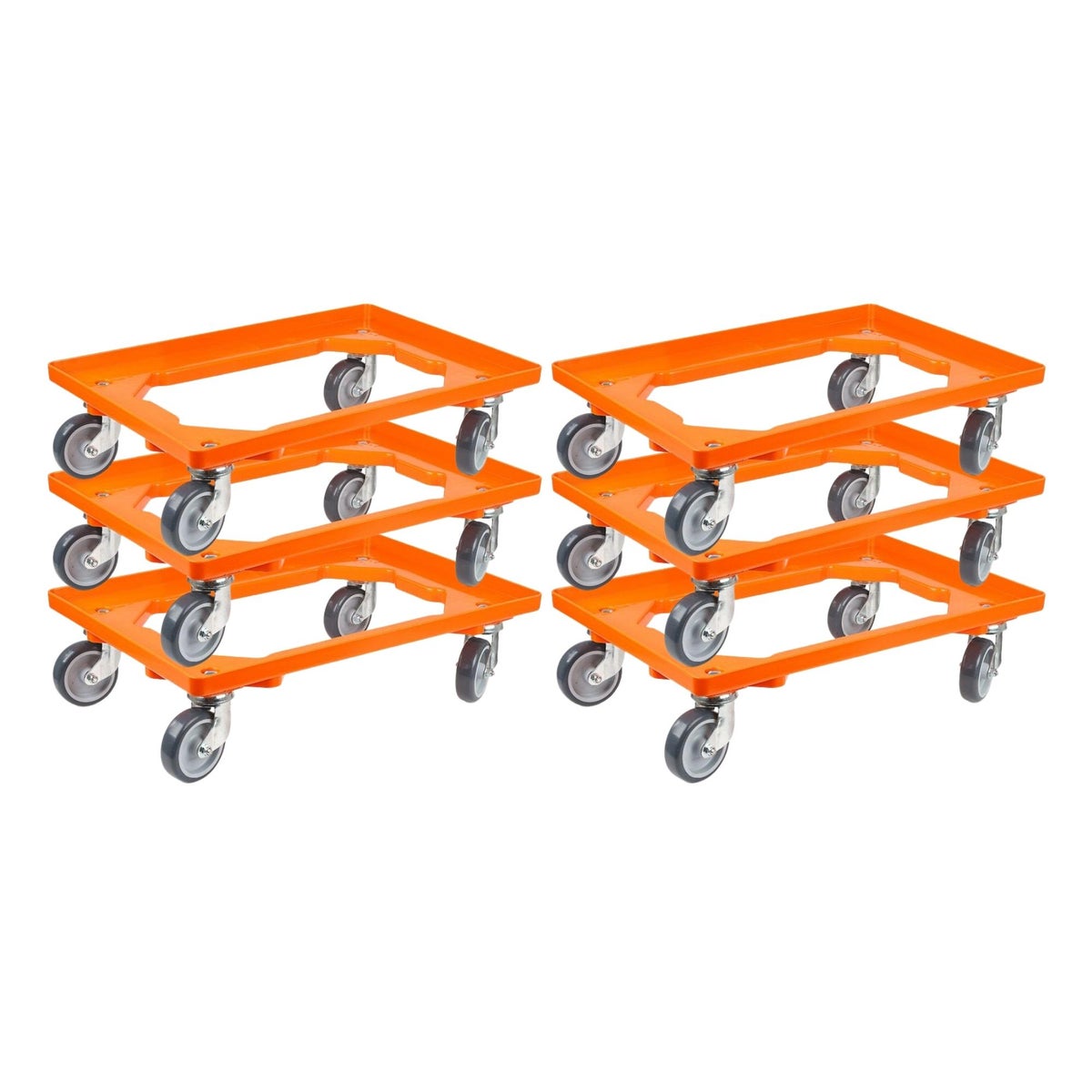 PROREGAL Transportwagen voor Euroboxen 60 x 40 cm met rubberen wielen, oranje, open dek, 4 zwenkwielen, draagvermogen 300 kg