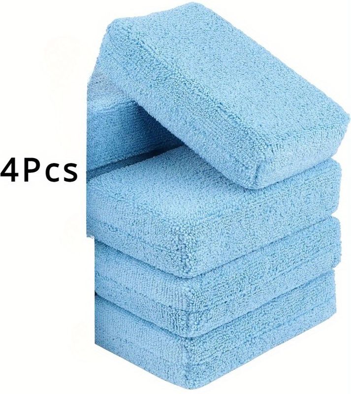 4 stuks Microvezel Applicator Pads, Autowas Spons, Premium Microvezel Spons en Schoonmaak Pads, Perfect voor Moeiteloze Toepassing van Wax, Sealant en Conditioner