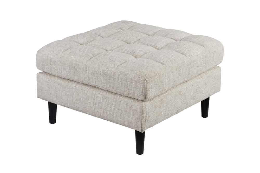 Design Hocker COZY VELVET 80cm beige Chenille Federkern Holzfüße