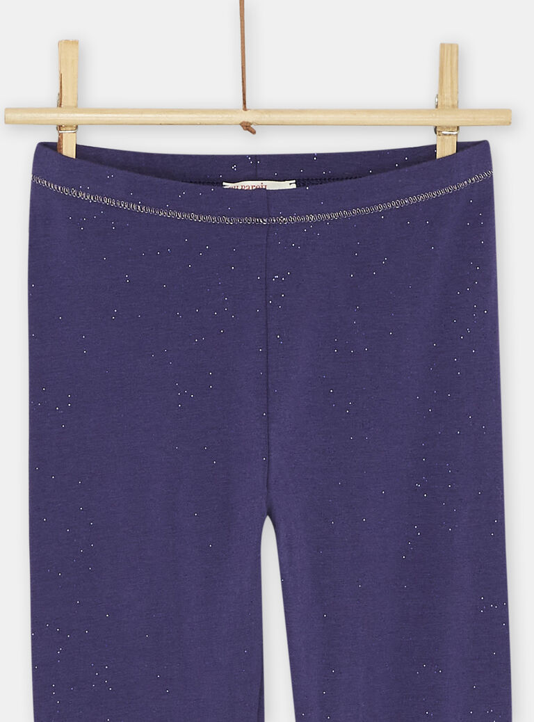 Legging uni indigo à paillettes fille