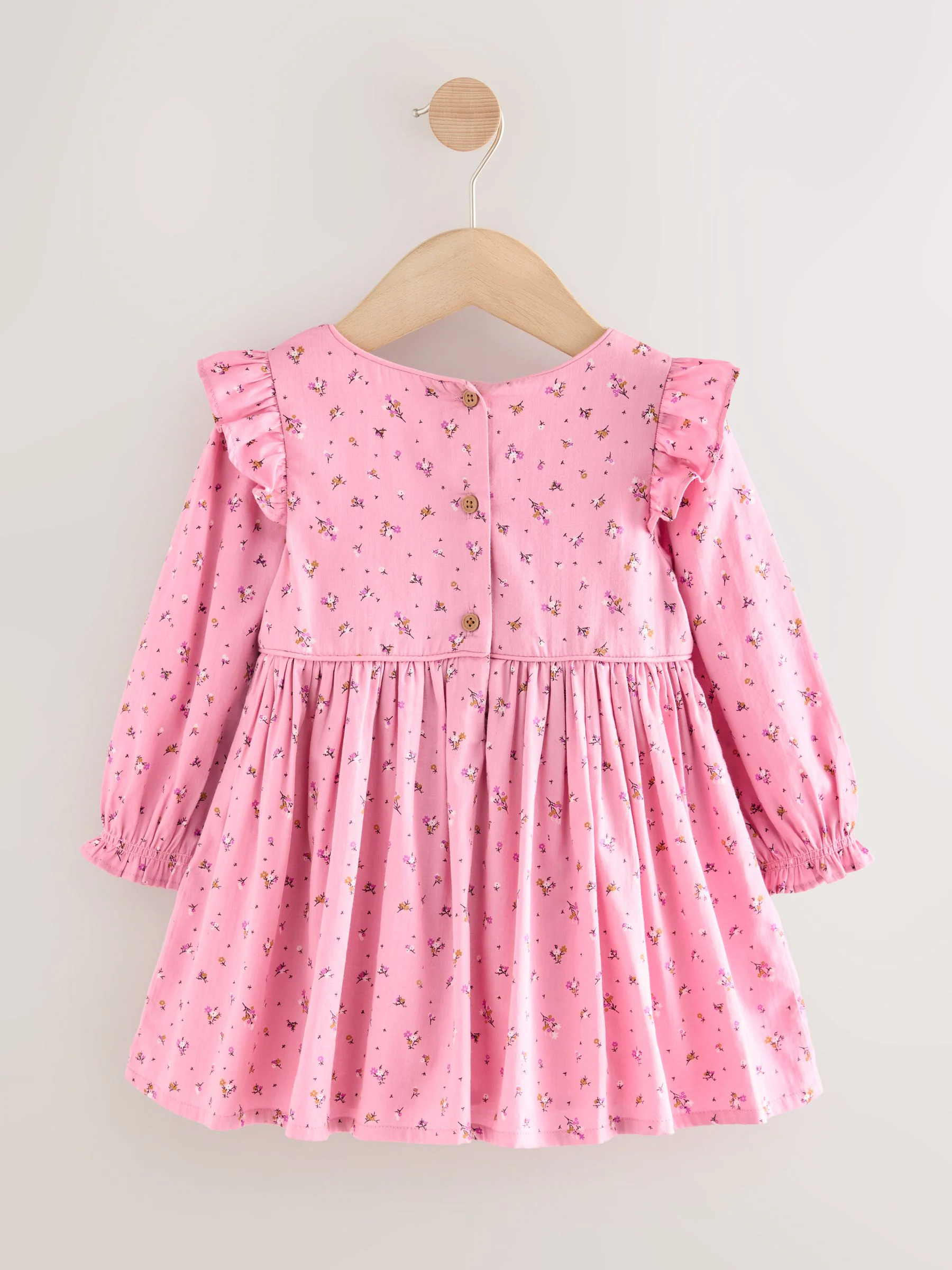 Roze - Jurk met ruche en lange mouwen (3mnd-8jr)