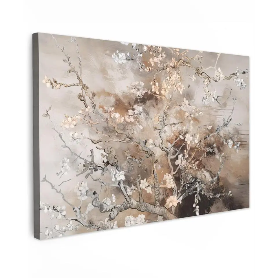 MuchoWow Canvas Schilderij 90x60cm Amandelbloesem Kunst Van